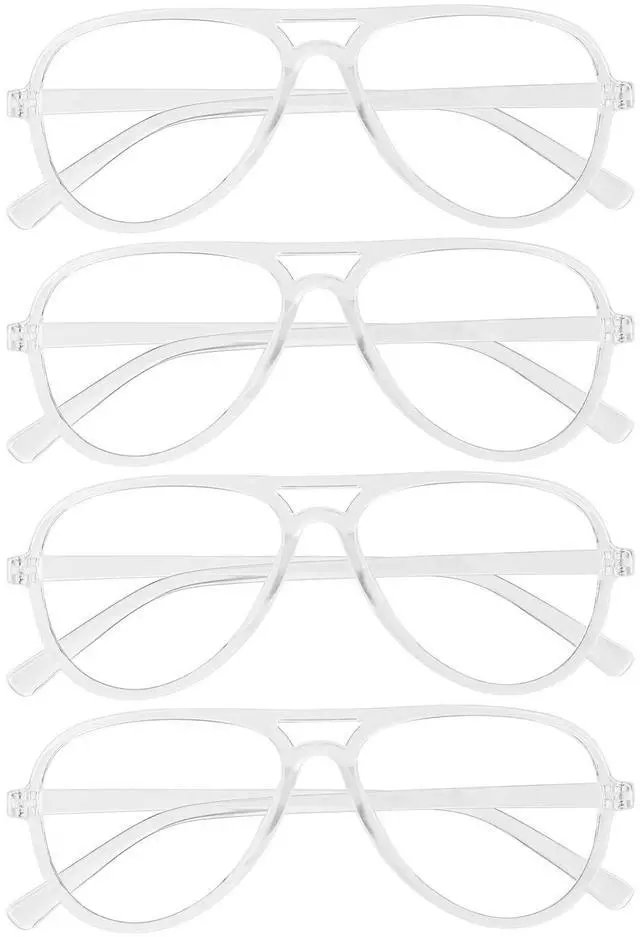 Main image of WEMOOTANTS 4 Packs Aviator Blue Light Blocking Glasses for Women Men Clear Computer Glasses Vintage 70s Fake Eyeglasses