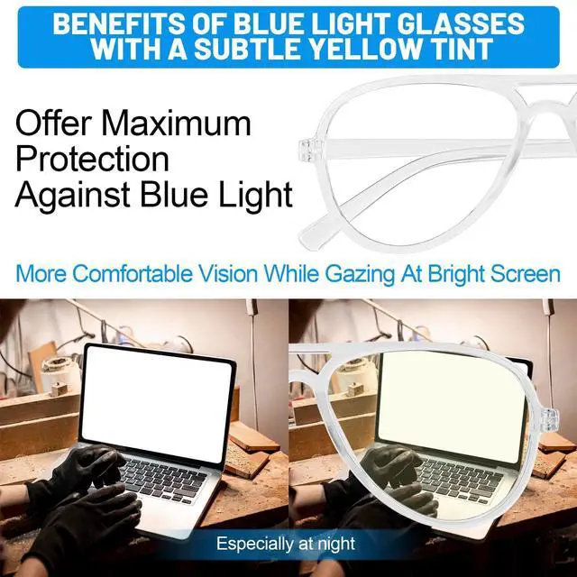 Alt view image 5 of 5 - WEMOOTANTS 4 Packs Aviator Blue Light Blocking Glasses for Women Men Clear Computer Glasses Vintage 70s Fake Eyeglasses