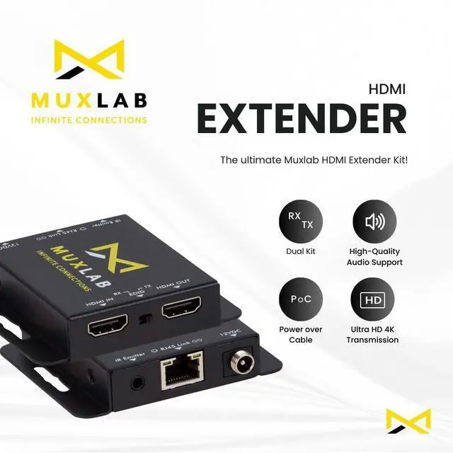 Alt view image 2 of 5 - MuxLab HDMI Extender Kit, 60m, UHD-4K | Extend 4K HDMI Signals Up to 60m with Unmatched Clarity