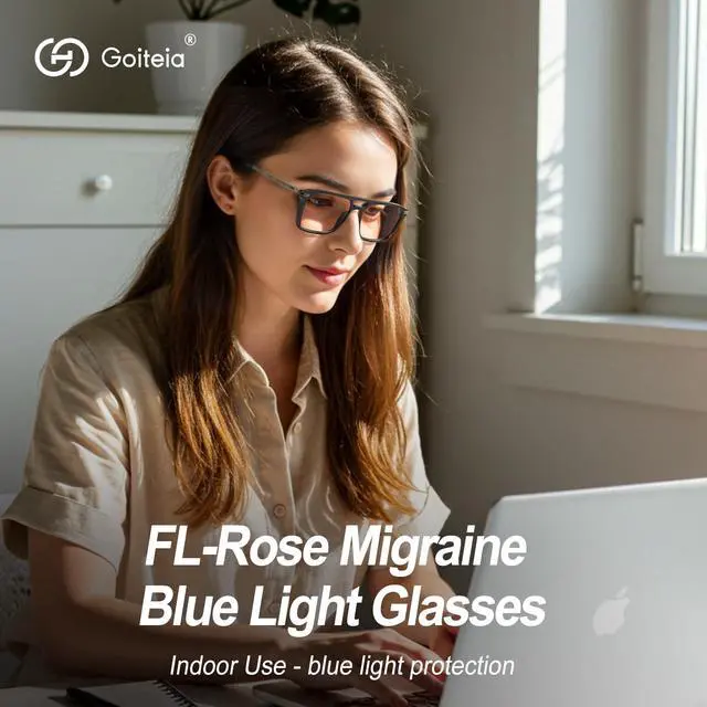 Alt view image 3 of 5 - Goiteia FL 41 Migraine Glasses,Light Sensitivity Glasses for Fluorescent LED Glare,Photophobia,Computer Screen Glare,Spring Hinges for Better Comfort