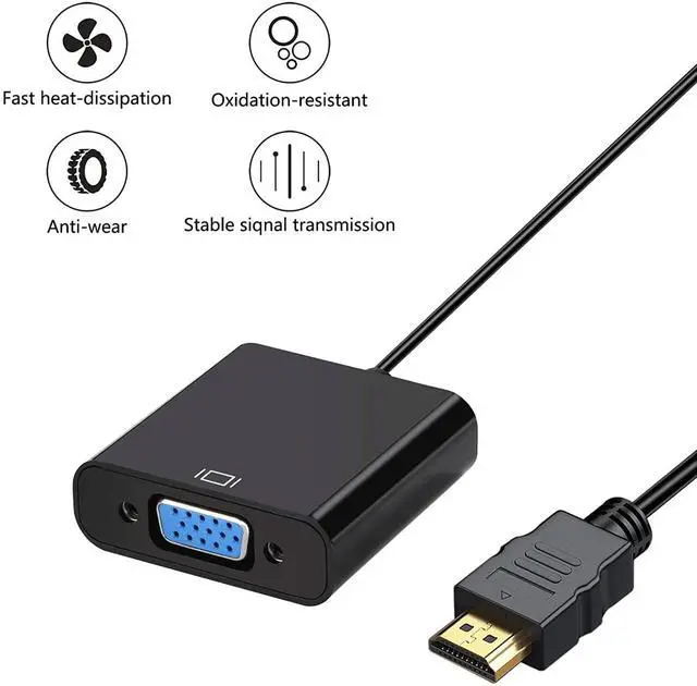 Alt view image 5 of 5 - HDMI to VGA Adapter 5 Pack, Gold-Plated HDMI to VGA Converter (Male to Female), Compatible for Computer, Laptop, PC, Monitor, Projector, HDTV, Chromebook, Raspberry Pi, Roku, Xbox and More