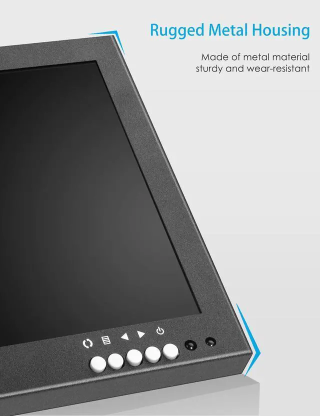 Alt view image 5 of 5 - JINSWY 12" Mini Security Monitor, IPS 1366x768 Metal Screen, HDMI/VGA/AV/BNC/USB Input, Built-in Speakers & Remote, for CCTV Surveillance and Security Systems