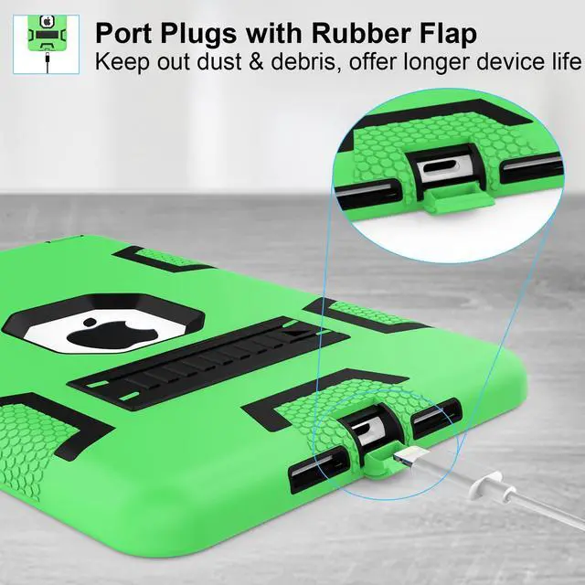 Alt view image 4 of 5 - CCMAO iPad mini 5 Case 2019, iPad mini 4 Case 2015, Heavy Duty Shockproof Hybrid Protective Cover for iPad mini 5th/4th Generation 7.9 inch, for Kids Boys Child, Green+Black