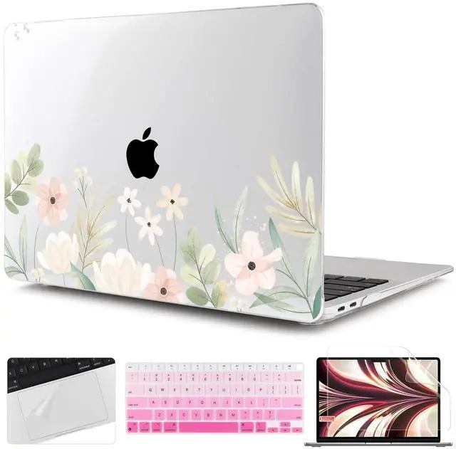 Main image of TWOLSKOO for 2021-2018 MacBook Air 13 inch Case A2337 M1 A2179 A1932, Hard Shell Case with Keyboard Skin & Screen Protector for MacBook Air 13.3 inch with Retina & Touch ID, Watercolor Florals