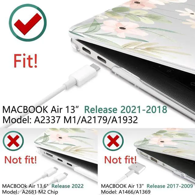Alt view image 2 of 5 - TWOLSKOO for 2021-2018 MacBook Air 13 inch Case A2337 M1 A2179 A1932, Hard Shell Case with Keyboard Skin & Screen Protector for MacBook Air 13.3 inch with Retina & Touch ID, Watercolor Florals
