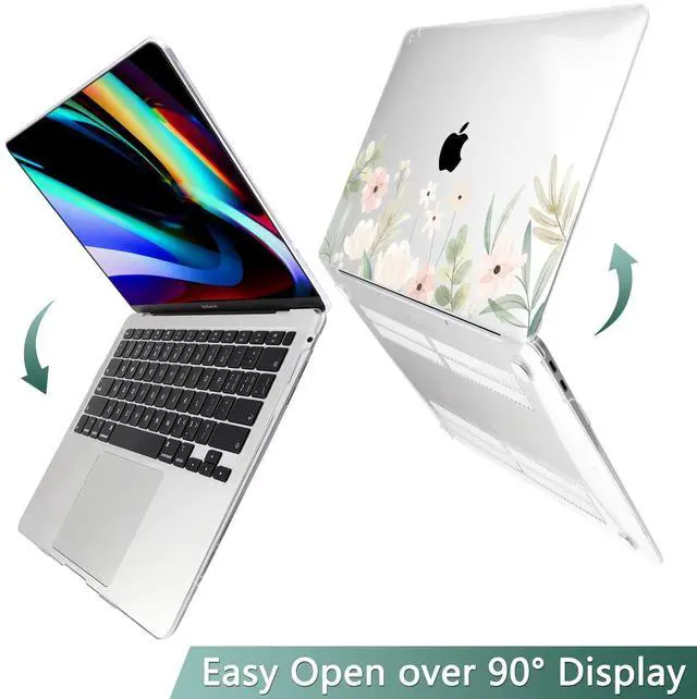 Alt view image 4 of 5 - TWOLSKOO for 2021-2018 MacBook Air 13 inch Case A2337 M1 A2179 A1932, Hard Shell Case with Keyboard Skin & Screen Protector for MacBook Air 13.3 inch with Retina & Touch ID, Watercolor Florals