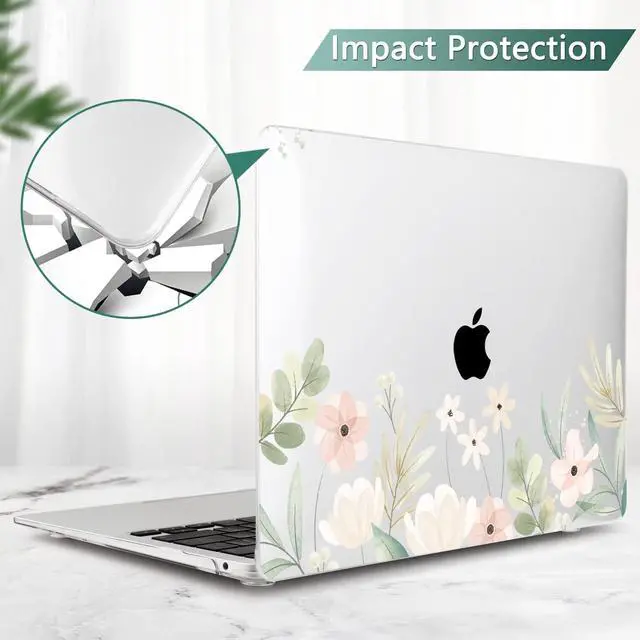 Alt view image 5 of 5 - TWOLSKOO for 2021-2018 MacBook Air 13 inch Case A2337 M1 A2179 A1932, Hard Shell Case with Keyboard Skin & Screen Protector for MacBook Air 13.3 inch with Retina & Touch ID, Watercolor Florals
