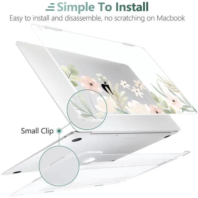 Alt view image 3 of 5 - TWOLSKOO for 2021-2018 MacBook Air 13 inch Case A2337 M1 A2179 A1932, Hard Shell Case with Keyboard Skin & Screen Protector for MacBook Air 13.3 inch with Retina & Touch ID, Watercolor Florals