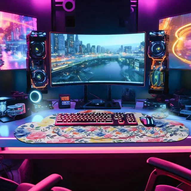 Alt view image 2 of 5 - JIKIOU Large Cloud Mouse Pad Waterproof with Cloud Keyboard Wrist Pad and Cloud Mouse Wrist Pad Set, Ergonomic Computer Desk Wrist Support Mousepad for Keyboard and Mouse 35.4x15.7in Colored Rose