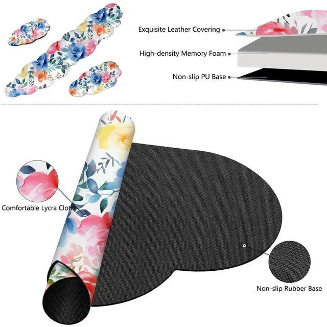 Alt view image 3 of 5 - JIKIOU Large Cloud Mouse Pad Waterproof with Cloud Keyboard Wrist Pad and Cloud Mouse Wrist Pad Set, Ergonomic Computer Desk Wrist Support Mousepad for Keyboard and Mouse 35.4x15.7in Colored Rose