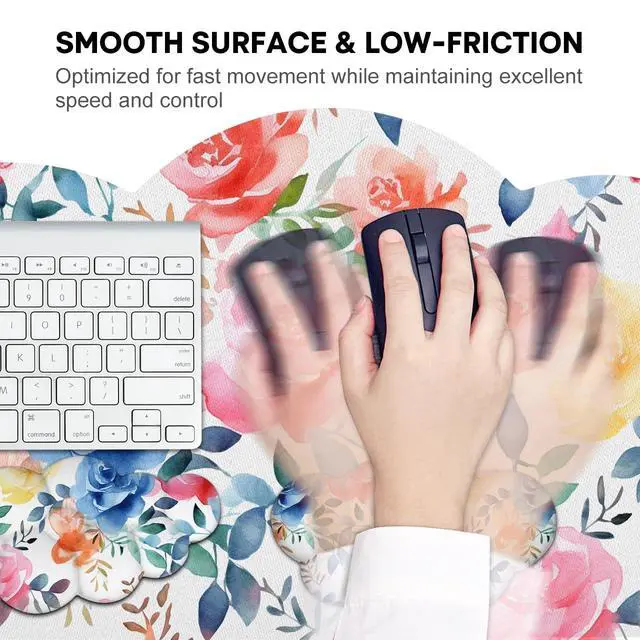 Alt view image 4 of 5 - JIKIOU Large Cloud Mouse Pad Waterproof with Cloud Keyboard Wrist Pad and Cloud Mouse Wrist Pad Set, Ergonomic Computer Desk Wrist Support Mousepad for Keyboard and Mouse 35.4x15.7in Colored Rose