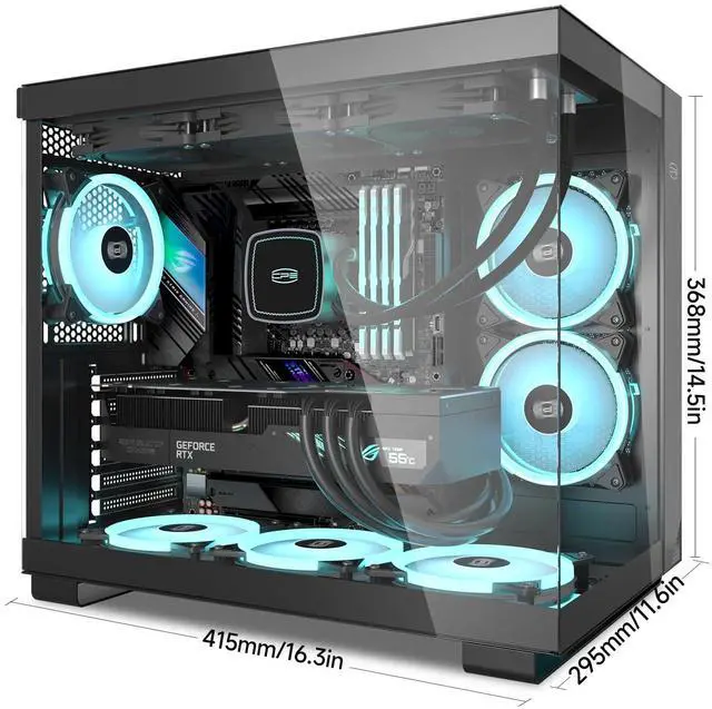 Alt view image 3 of 5 - PCCOOLER C3T500 ARGB PC Case Mid Tower Desktop Computer Gaming Superior Case for ATX/M-ATX/ITX with 6 ARGB Case Fans,Column-Free Design,360MM Radiator&400MM GPU Support,Easy Installation (Black)