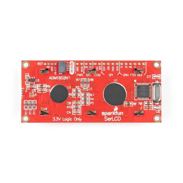 Alt view image 4 of 5 - SparkFun 16x2 SerLCD, RGB Text, Qwiic; Red, Green, Blue Text on Black Display, 3.3v Logic & Power