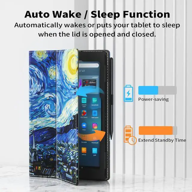 Alt view image 3 of 5 - VORI Case for Amazon Kindle Fire Max 11 Tablet (13th Generation, 2023 Release), Slim Folding Stand Folio Cover with Auto Wake/Sleep & Hand Strap for All-New Fire 11 Max Tablet, Starry Night