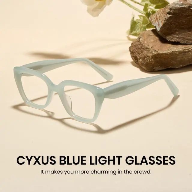 Alt view image 4 of 5 - Cyxus Blue Light Glasses for Men Women Reduce Eye Strain UV Blocking for Computer Screen 8214 (Blue)