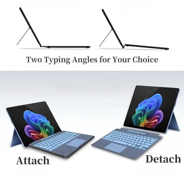 Alt view image 3 of 5 - NUWONAYA Keyboard for Surface Pro 11/10/9/8/X (13inch), Portable Slim Type Cover for Surface Pro, Wireless Bluetooth Keyboard with Touchpad, Backlits,Built in Pencil Holder,Dark Green