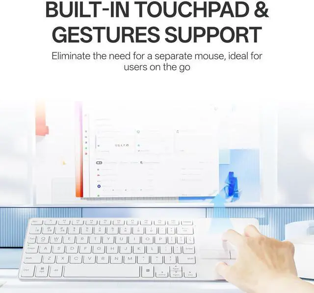 Alt view image 4 of 5 - Rapoo E900T Portable Wireless Keyboard with Touchpad, Multi-Device HTPC Keyboard for PC-Connected TV/Tablet/Steam Deck/Gaming Console/Raspberry Pi/Mini PC - Support Touch Gestures for Windows & Mac