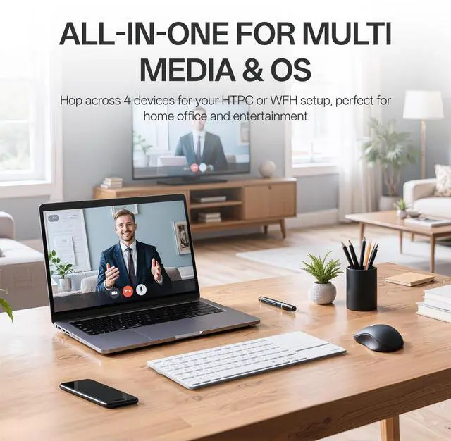 Alt view image 3 of 5 - Rapoo E900T Portable Wireless Keyboard with Touchpad, Multi-Device HTPC Keyboard for PC-Connected TV/Tablet/Steam Deck/Gaming Console/Raspberry Pi/Mini PC - Support Touch Gestures for Windows & Mac