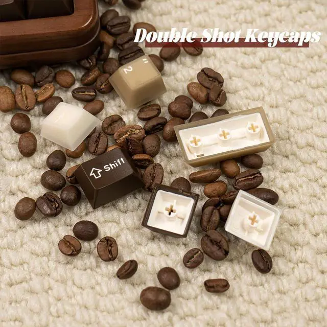 Alt view image 5 of 5 - Hunfuthr PBT Keycaps, Minimalist Brown Keycaps, 164 Key Custom Cherry Profile Keycap Set, Dye Sublimation Cute Coffee Key Cap for 60% 65% 75% 100% MX Switches Mechanical Keyboard(Coconut Latte)