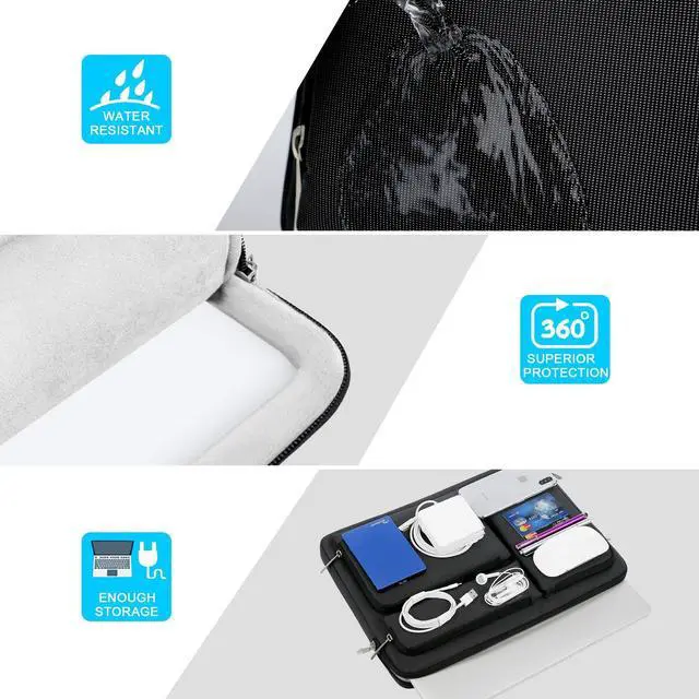 Alt view image 2 of 5 - Lacdo 360° Protective Laptop Sleeve Case for 16 inch New MacBook Pro M4/M3/M2/M1 Pro/Max A3403 A3186 A2991 A2780 A2485 A2141 2024-2019, 15 inch Surface Laptop 7th Copilot+PC/6/5/4/3 Computer Bag,Black