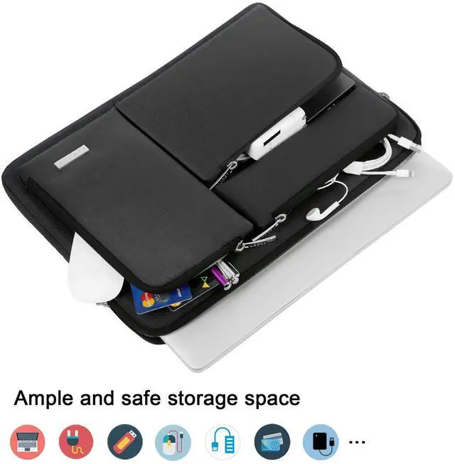 Alt view image 4 of 5 - Lacdo 360° Protective Laptop Sleeve Case for 16 inch New MacBook Pro M4/M3/M2/M1 Pro/Max A3403 A3186 A2991 A2780 A2485 A2141 2024-2019, 15 inch Surface Laptop 7th Copilot+PC/6/5/4/3 Computer Bag,Black