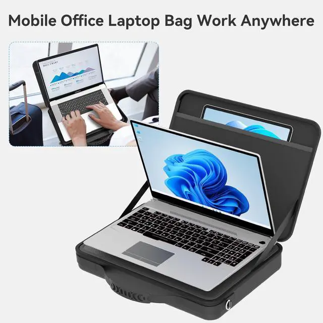 Alt view image 3 of 5 - Smatree Laptop Shoulder Sleeve Case for 15.6 inch HP ZBook Power G9/G10/G10A, for 15.6 inch EliteBook 655/650 G9/G10, for HP Chromebook 15a, for Chromebook Plus 15at, Hard Laptop Briefcase with Handle