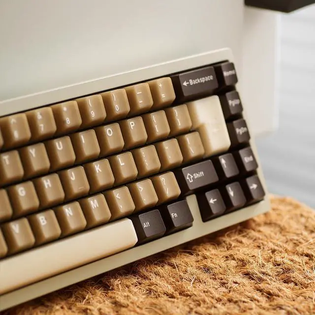 Alt view image 3 of 5 - Hunfuthr PBT Keycaps, Minimalist Brown Keycaps, 164 Key Custom Cherry Profile Keycap Set, Dye Sublimation Cute Coffee Key Cap for 60% 65% 75% 100% MX Switches Mechanical Keyboard(Coconut Latte)