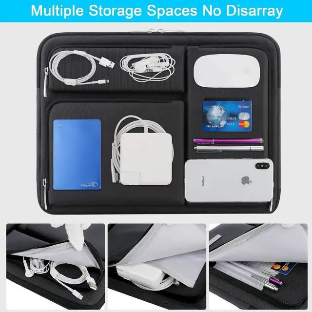 Alt view image 5 of 5 - Lacdo 360° Protective Laptop Sleeve Case for 16 inch New MacBook Pro M4/M3/M2/M1 Pro/Max A3403 A3186 A2991 A2780 A2485 A2141 2024-2019, 15 inch Surface Laptop 7th Copilot+PC/6/5/4/3 Computer Bag,Black