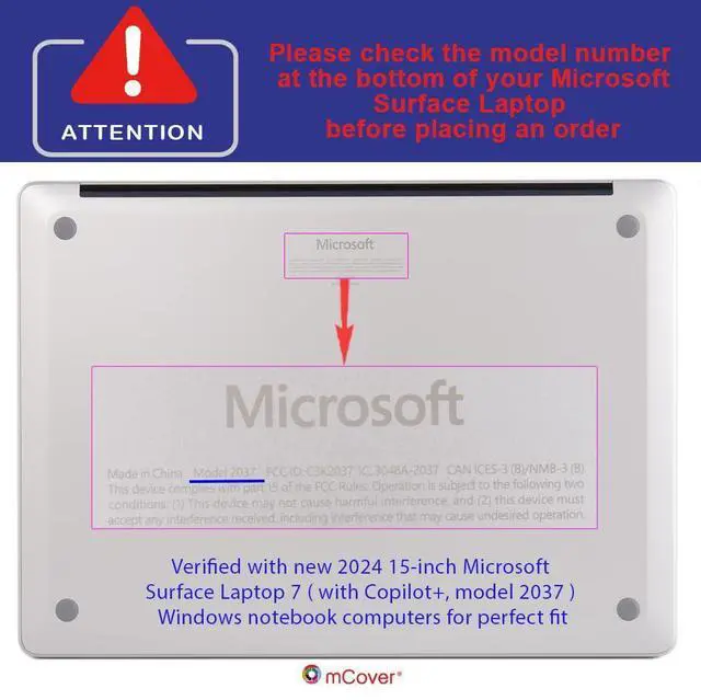 Alt view image 3 of 5 - mCover Case ONLY Compatible for 2024+ 15" Microsoft Surface Laptop 7 (Model# 2037) Windows PC with ARM CPU and AI-Powered Copilot+ (NOT Fitting Other Surface Models) - Clear