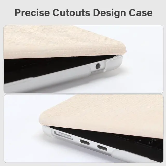 Alt view image 4 of 5 - MOSISO Compatible with MacBook Air 13 inch Case 2025-2022 M4 A3240 M3 A3113 M2 A2681, Anti-Fingerprint Square Grid PU Leather Coated Hard Shell&Keyboard Cover for MacBook Air 13.6 inch Case, Beige