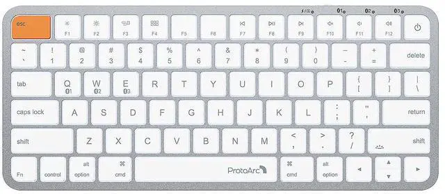 Main image of ProtoArc Backlit Compact Wireless Keyboard for Mac, K90-A Bluetooth Keyboard, Multi-Device, Low Profile, Fluid Quiet Typing, Rechargeable, Compatible with MacBook Pro/Air, iPad - White Silver