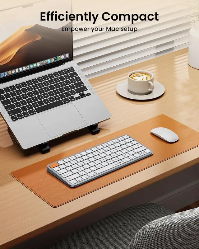 Alt view image 2 of 4 - ProtoArc Backlit Compact Wireless Keyboard for Mac, K90-A Bluetooth Keyboard, Multi-Device, Low Profile, Fluid Quiet Typing, Rechargeable, Compatible with MacBook Pro/Air, iPad - White Silver