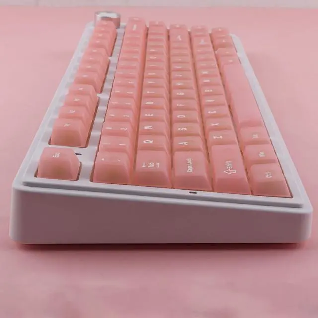 Alt view image 4 of 5 - TYRIXKI Clear Keycaps, Pink Custom Keycaps 75 Percent, 123 Keys Shine Through Transparent Jelly Cute Keycap, PC Material Cherry Profile Keyboard Key Cap Set for Cherry Gateron MX Mechanical Keyboard