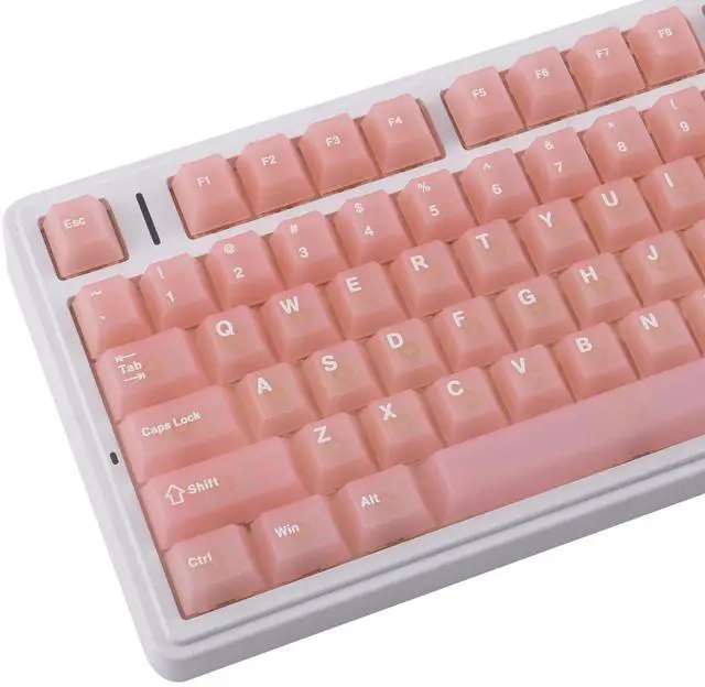 Main image of TYRIXKI Clear Keycaps, Pink Custom Keycaps 75 Percent, 123 Keys Shine Through Transparent Jelly Cute Keycap, PC Material Cherry Profile Keyboard Key Cap Set for Cherry Gateron MX Mechanical Keyboard