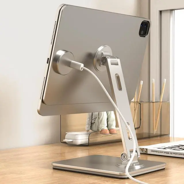 Main image of Magnetic Charging Stand for iPad Pro 11, Aluminum Foldable Charger Stand with 360° Rotation, USB-C Fast Wireless Charger Station for iPad, Holder Mount for Office (Rechargeable Version)