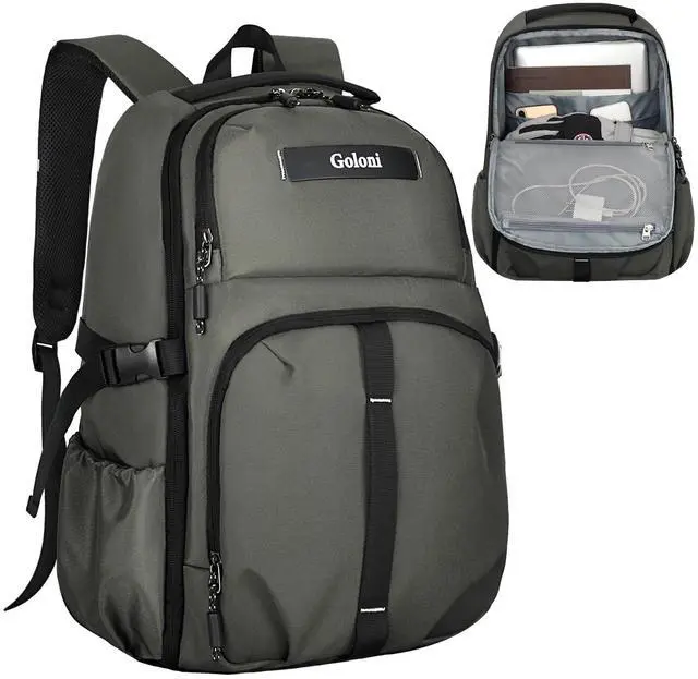Main image of Goloni Travel Laptop Backpack for Men & Women, Airplane Approved 35L Carry-On Backpack with 15.6 Inch Laptop Compartment, Water-Resistant Business Backpack,Bookbag for Travel, Work,Gery