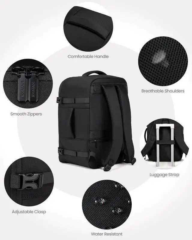 Alt view image 5 of 5 - LOVEVOOK Travel Backpack for Men, 40L Carry on Backpack Flight Approved with 3 Packing Cubes, Extra Large Personal Item Bag Fit 17.3 inch Laptop for Business Trip Weekender, Waterproof Daypack, Blue