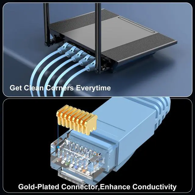 Alt view image 5 of 5 - Cat 6 Ethernet Cable 200 ft, High Speed 10Gbps Flat Internet Network Cable, Pure Copper Ethernet Patch Cable Long, Computer LAN Cable with Clips & Straps for Router, Modem, PS4/5, Blue