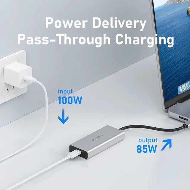 Alt view image 4 of 5 - PULWTOP 5 Port USB C Hub 10Gbps for Laptop, Power Delivery with 100W PD (Not Support Monitor) USB C Hub Multiport Adapter for MacBook