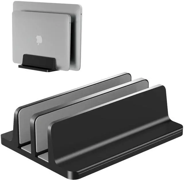 Main image of BULL-TECH Vertical Laptop Stand, Adjustable 2 Slot Aluminum Desktop Holde(Up to 17.3 inch), Fits All MacBook/Microsoft Surface/HP/Dell/ChromeBook/iPad and Gaming Laptops (Black)