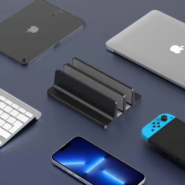 Alt view image 4 of 5 - BULL-TECH Vertical Laptop Stand, Adjustable 2 Slot Aluminum Desktop Holde(Up to 17.3 inch), Fits All MacBook/Microsoft Surface/HP/Dell/ChromeBook/iPad and Gaming Laptops (Black)