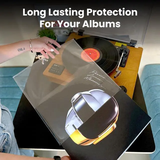 Alt view image 2 of 5 - EVEO 90 Vinyl Record Sleeves Outer  Crystal Clear Outer Vinyl Sleeves LP Album Covers 12.75"x12.75" | Perfect Fit Protective 3 Mil Protection for Single & Double LPs - Archival Standard