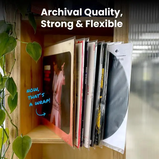 Alt view image 3 of 5 - EVEO 90 Vinyl Record Sleeves Outer  Crystal Clear Outer Vinyl Sleeves LP Album Covers 12.75"x12.75" | Perfect Fit Protective 3 Mil Protection for Single & Double LPs - Archival Standard