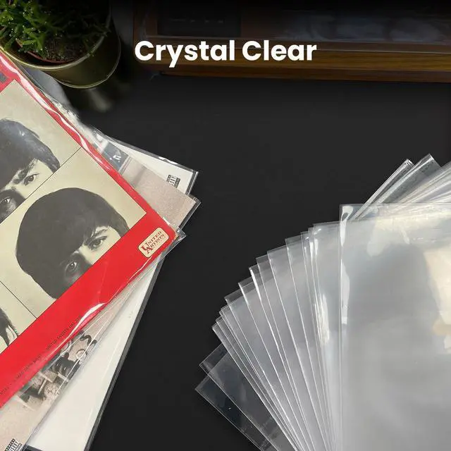 Alt view image 5 of 5 - EVEO 90 Vinyl Record Sleeves Outer  Crystal Clear Outer Vinyl Sleeves LP Album Covers 12.75"x12.75" | Perfect Fit Protective 3 Mil Protection for Single & Double LPs - Archival Standard