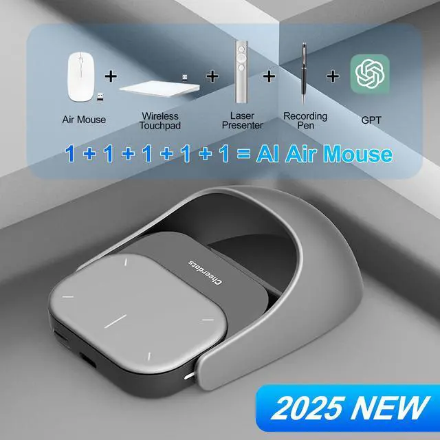 Alt view image 4 of 5 - OIKKEI AI Mouse with Earbuds - Bluetooth ChatGPT Mouse with Voice Recording & Summarize by AI, Detachable Presenter Presentation Pointers Remote with Laser, Compatible with PC/Mac/Laptop