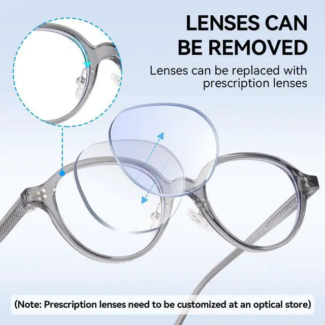 Alt view image 5 of 5 - Dollger Blue Light Blocking Glasses For Woman Men TR90 Retro Round Computer BlueLight Glasses Clear Lens Non-Prescription Transparent Grey