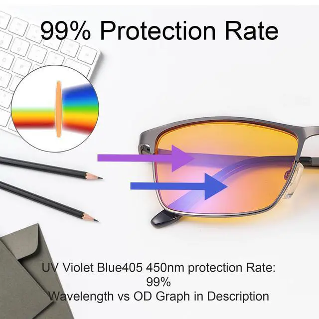 Alt view image 2 of 5 - Blue Light Blocking Glasses Gaming Computer Gamer Eyeglasses for Women Men Anti-Fatigue Anti Glare UV Protection & Eyestrain Spring Hinge Full-rim Metal Frame Game Eyewear Lightweight Spectacles