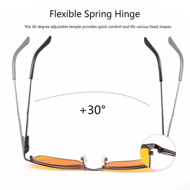 Alt view image 5 of 5 - Blue Light Blocking Glasses Gaming Computer Gamer Eyeglasses for Women Men Anti-Fatigue Anti Glare UV Protection & Eyestrain Spring Hinge Full-rim Metal Frame Game Eyewear Lightweight Spectacles