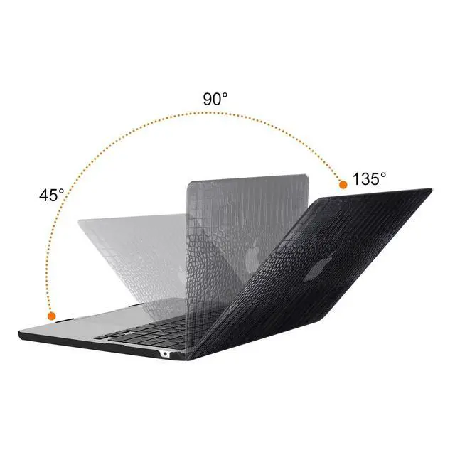 Alt view image 4 of 5 - MOSISO Compatible with MacBook Air 13 inch Case 2025 2024 2023 2022 M4 A3240 M3 A3113 M2 A2681, Anti-Scratch Crocodile Grain PU Leather Hard Shell&Keyboard Cover for MacBook Air 13.6 inch Case, Black