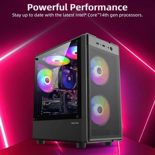 Alt view image 3 of 5 - Prebuilt Gaming PC Desktop Computer, 14th Core i5-14400Fup to 4.7GHz,32GB DDR4 3200 RAM, 1TB M.2 NVME SSD,RTX2060 6GB GDDR6 Graphics Card WIFI6 HDMI,RGB Fan x5,Windows 11 Home